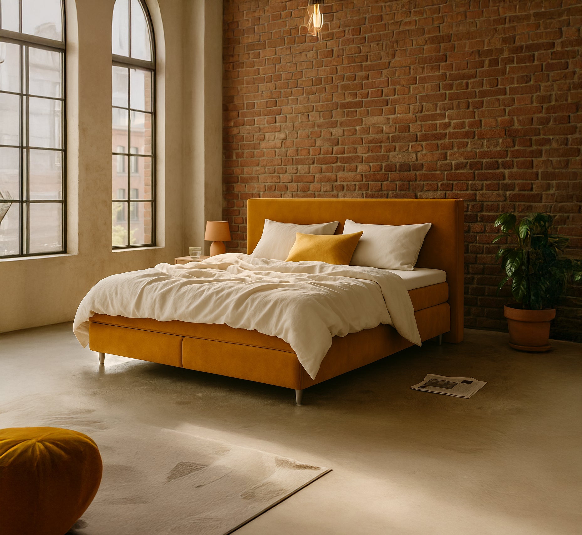 Boxspringbett Boston Schlafzimmer-Ambiente - handgefertigt Paderborn